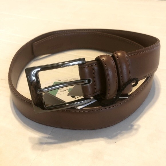 MIO MARINO Tan 30" Classy Prong Buckle Belt Brown Genuine Leather NWT - Picture 3 of 10